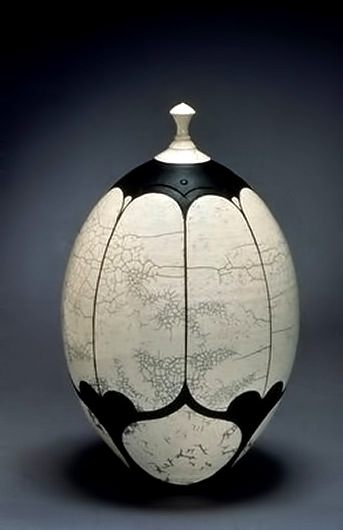 Andy-Smith-raku-jar-343x530 black and white raku jar Andy Smith