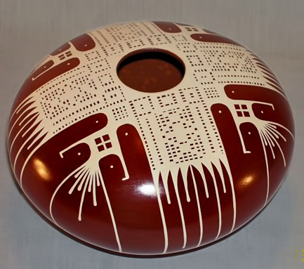 angel-amaya-seed-pot-433x383 Angel-Amaya-Exquisite-Mata-ortiz-Pottery red and white seed pot