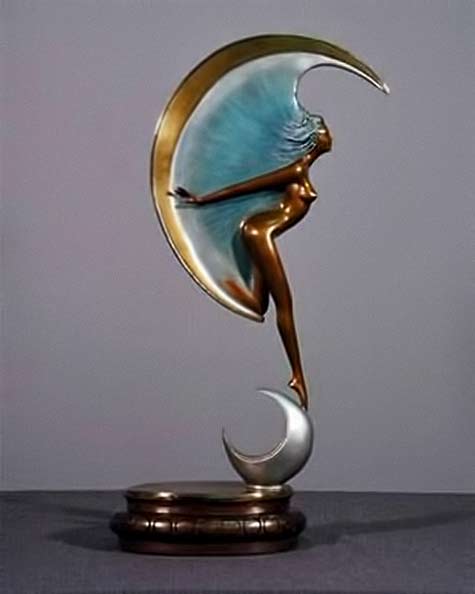 Angelo-Basso-La-Luna-Sculpture Angelo Basso Art Deco La Luna Sculpture Bronze female nude sculpture