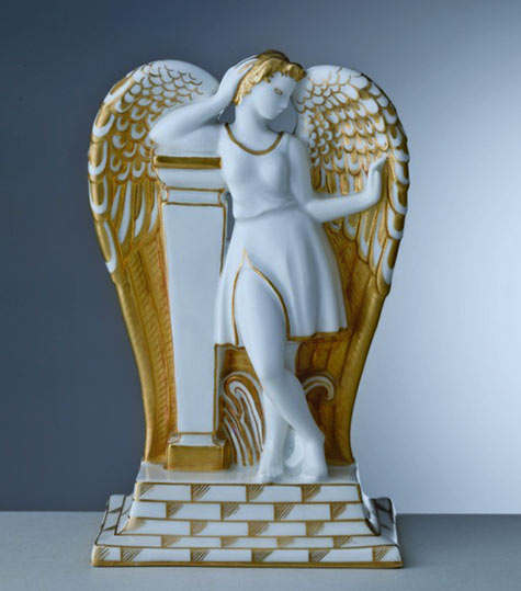 Angel-porcelain-hand-painted Angels, 1924 (conceived), 1927 (executed), porcelain hand-painted with gold, etched with an agate tip.
