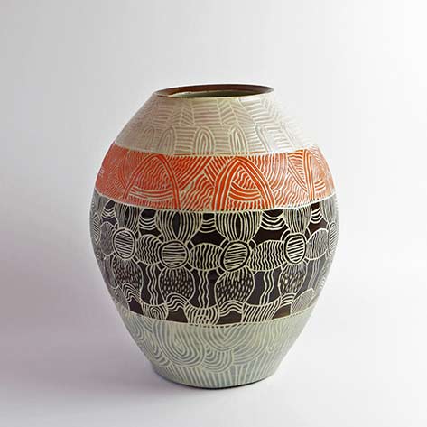 Anne-Thompson,-Ernabella-Ceramics,-Ngayuku-Walka-VII,-2015,-Stoneware,-H-29 Ngayuku-Walka-VII,-2015,-ceramic pot
