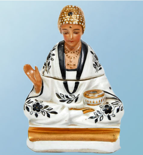 ANONYMOUS.-Hindu-princess.-Circa-1925-1935.-Inkwell-enamelled-polychrome-porcelain ANONYMOUS.-Hindu-princess.-Circa-1925-1935.