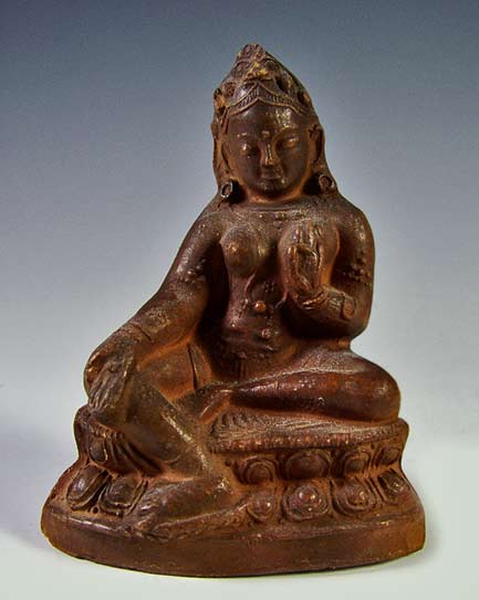 Seated-antique-clay-Tārā-statue Antique-clay-Tārā-Tsa-Tsa