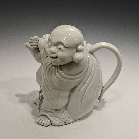 Porcelain-Hirado-Hotei-Teapot- Antique-Japanese-Porcelain-Hirado-Hotei-Teapot-Blue-and-White-Circa-19th-Century