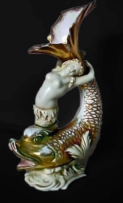 Antique-Porcelain-Mermaid-and-Dolphin-Vase Porcelain-Mermaid-and-Dolphin-Vase