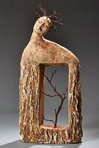 roelna-louw-ceramic-sculpture-343x515 Arborist-15x7x3 Roelna Louw ceramic scuulpture - abstract body with tree encased in a window