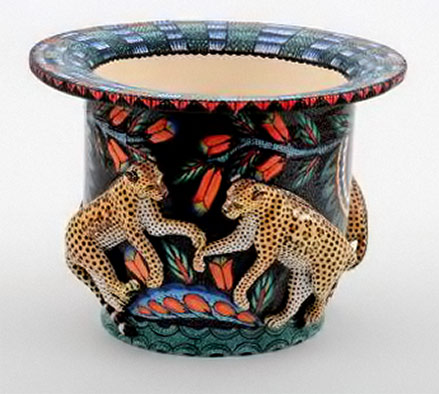 Ardmore-Ceramics-Leopard-Planter-AAA Ardmore-Ceramics-Leopard-relief Planter-