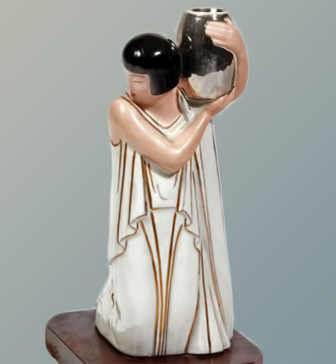 Argilor.-Paris.-Woman-in-the-vase Argilor. Paris. Woman in the vase.-Circa 1925 1935.-Night-light-burner-perfumes-enamelled-porcelain-polychrome