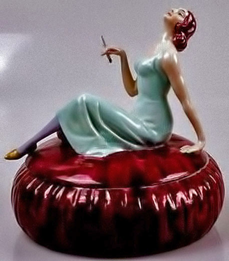 Art-Déco---Pot-à-Poudre-'Femme'---Céramique Art Déco---Pot à Poudre-'Femme'---Céramique