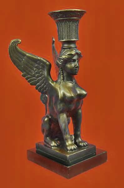 egyptian-spihnx-candle-holder Art-Deco-Anniversary-Gift-Sphinx-Female-Egyptian-Lion-Candleholder-Bronze-Statue