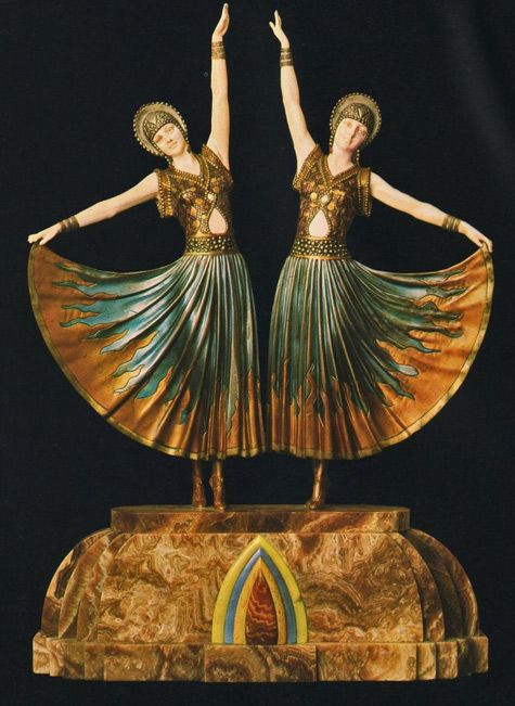 chiparus-pair-of-art-deco-dance-figures Matching pair of Art-Deco-bronze-figurine dancers by Demetre Chiparus