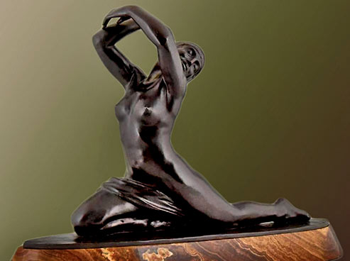 Art-Deco-Bronze-Sculpture-of-a-Nude-by-Lucien-Alliot,-1930,-France Art Deco Bronze Sculpture of a Nude by Lucien Alliot, 1930, France 1stDibs