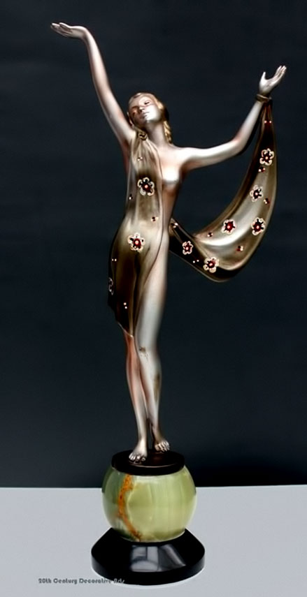 Art Deco female sculpture Art Deco bronze figurine