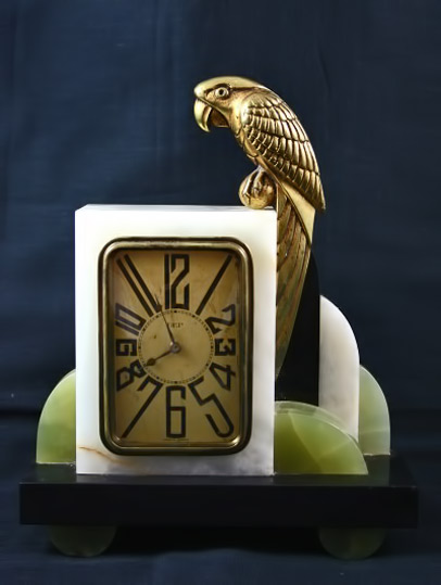 Parrot-Art-Deco-garniture-clock Art-Deco-garniture-clock-CA.-1930