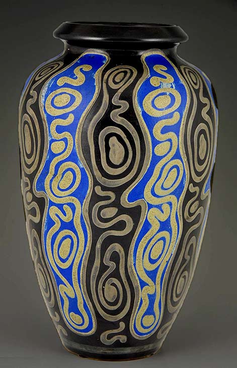 Art-Deco-Gres-Keramis-Vase-by-Charles-Catteau,-Boch-Freres-1925---Deconamic abstract Charels Catteau vase