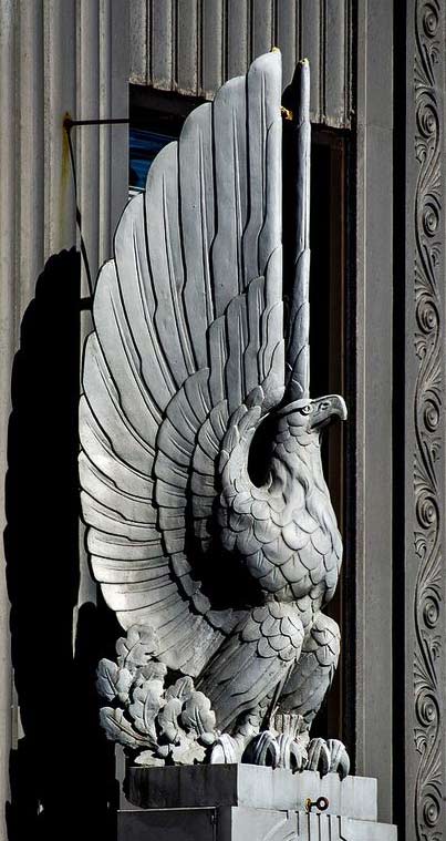 Ohio-Art-Deco-eagle-sculpture This Art Deco statue graces the entrance of the First Merit Tower in Akron Ohio