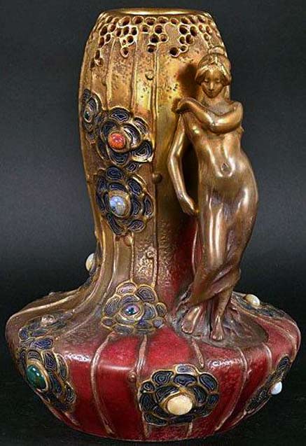 ceramic-amphora-figural-vase Art-Nouveau---Amphore-Vase---Autriche---1900