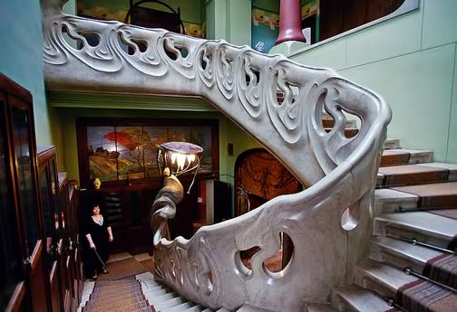 Gorky-House-Museum Art-Nouveau-staircase at Gorky House Museum in Moscow