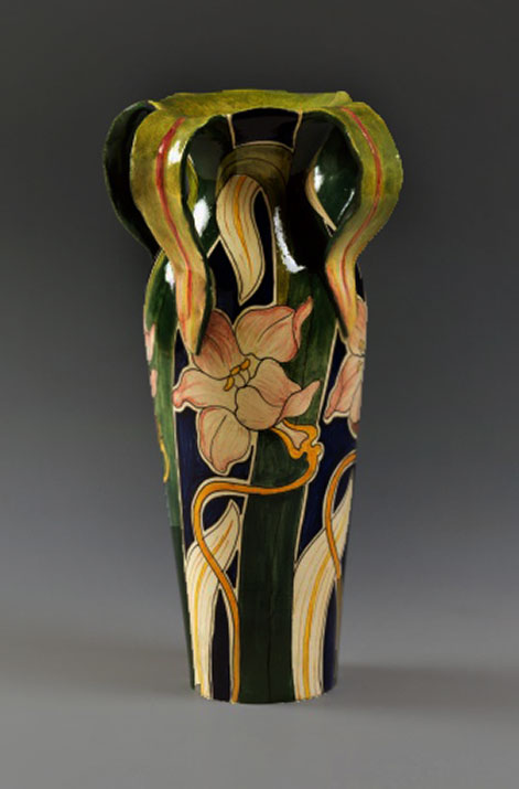 Art-Nouveau-style-vase,-1905-1910 Art Nouveau style vase, 1905 1910, earthenware, height 30 cm, Egisto Fantechi manufacture, Sesto Fiorentino, Tuscany, Italy, 20th century