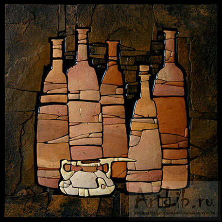 artlib_gallerySergey-Karlov Bottle collection in stone mosaic - Serjey Karlov