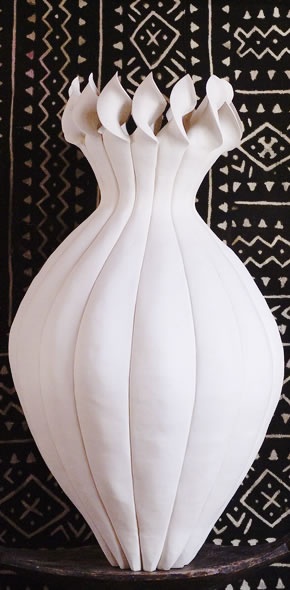Astrid Dahl-vase Astrid Dahl white waisted vessel