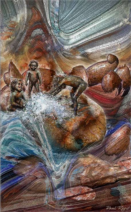At-Play--Artwork-by-Paul-Roget At-Play--Artwork-by-Paul-Roget 3 aborigiinal children