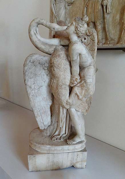 At-the-Correr-Museum-in-Venice,-'Gruppo-di-Leda-e-il-Cigno'.-This-is-a-Roman-replica-from-Hadrian's-era-of-a-1st-century-Greek-original At the Correr Museum in Venice, 'Gruppo di Leda e il Cigno'. This is a Roman replica from Hadrian's era of a 1st century Greek original.