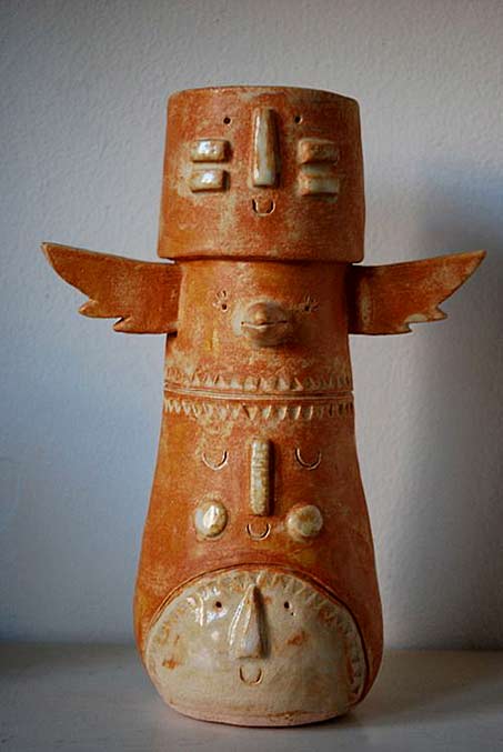 Atelier-Stella.-Chief-Square-Head-Totem-in-Terracotta. Atelier Stella. Chief Square Head Totem in Terracotta.