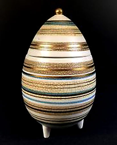 Atomic-Orb--Too-Cool---Sacha-Brastoff Atomic-Orb-lidded and footed ceramic ovoid vessel --Sascha-Brastoff