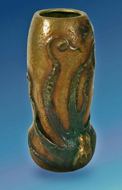 Octopus-Vase-by-Stellmacher Austrian-Art-Nouveau-Octopus-Vase-by-Stellmacher-for-Amphora,-1901-02