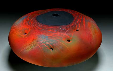 steven-forbes-raku-ceramics red ballard-vista-vessel - steven-forbes