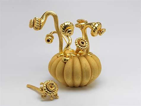 barbara-nanning-ceramic-sculpture barbara-nanning ceramic pumpkin with golden extensions