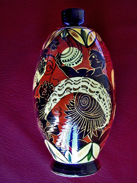 Barocco-ceramic-bottle-vessel Jacques Massard and Richard Tarone ceramic vase