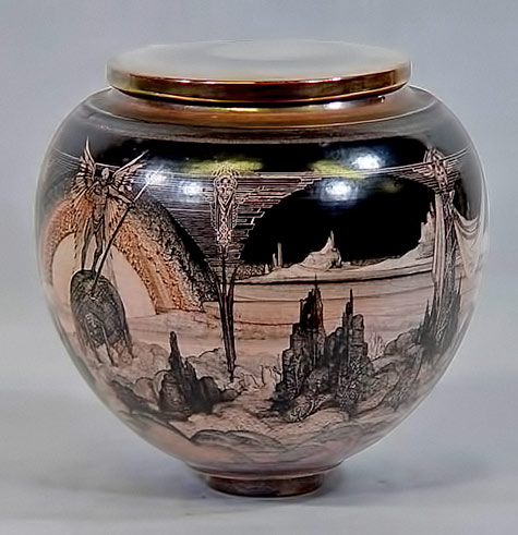 Jacques Massard and Richard Tarone-jar Lidded ceramic jar -Jacques Massard and Richard Tarone