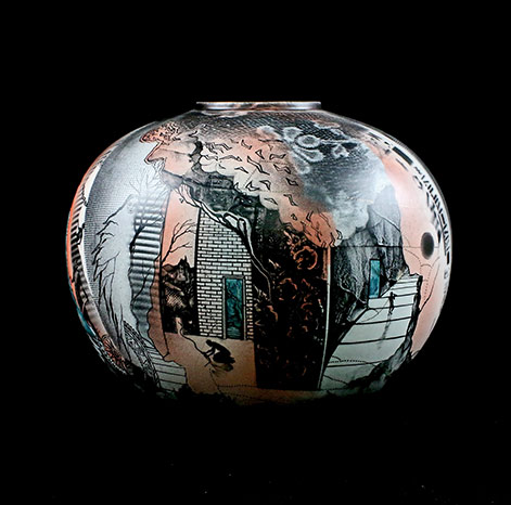 Barocco-(Jacques-Massard-and-Richard-Tarone Barocco French contemporary globular vase - J. Massard & R. Tarone