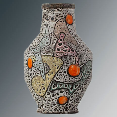 Beautiful-Colored-Vase-by-Marius-Bessone,-Vallauris--12inches-1stDibs Lava glaze Vase by Marius Bessone,-Vallauris--12inches-1stDibs