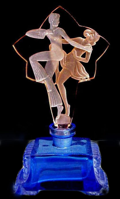 Beautiful-Czech-Perfume-Bottle-Dancers-ART-Deco-Styling-Pink-Cobalt-Blue Czech Perfume Bottle Dancers
