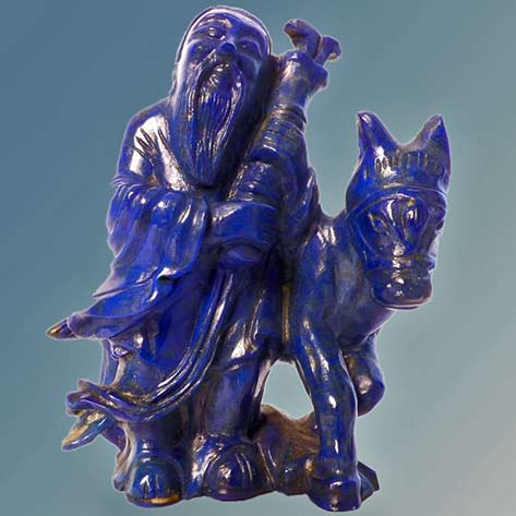 Beautiful-Lapis-Lazuli-Sculpture Chinese Lapis-Lazuli-Sculpture of a sage with a donkey