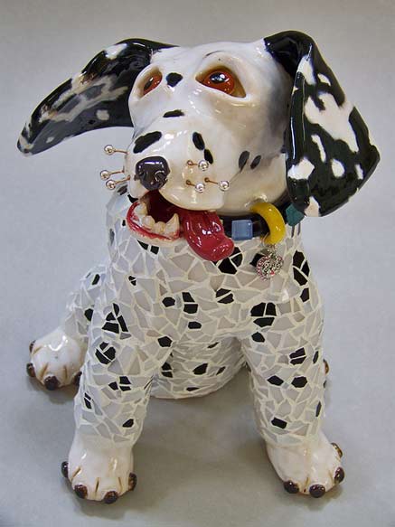 Bixby-Dalmatian-Dog-Suzanne-Noll Mosaic body Bixby-Dalmatian-Dog-Sculpture by Suzanne Noll