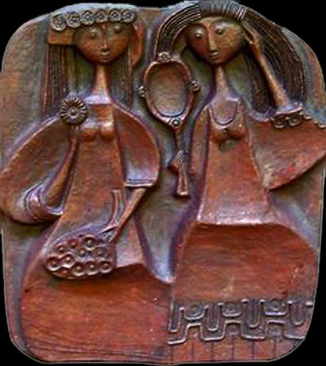 Bjørn-Wiinblad,-c.-1960's,-ceramic-wall-relief