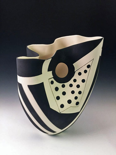 Black-&-White-Sculpted-Portal-Vase-by-Jean-Elton Black & White Sculpted Portal Vase by Jean Elton