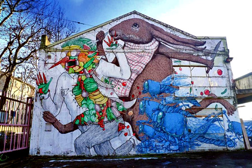 Blu-and-Ericailcane-street-mural Blu and Ericailcane have teamed up for another piece – this time in Bologna