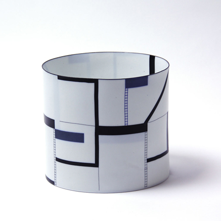 Bodil-Manz-ceramic-cylinder-vessel Bodil Manz-ceramic-cylindrical vessel with geometrical pattern decoration