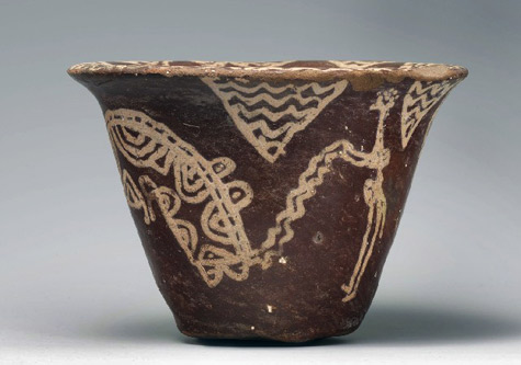 man-hunting-hippo-pot-egypt-475x333 Bowl with scene of a man hunting a hippopotami-Late Naqada-I–-early Naqada-II
