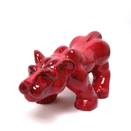 Brigitte-Iemfre-ceramic-lion-sculpture Brigitte-Iemfre-ceramic-lion figurine in red