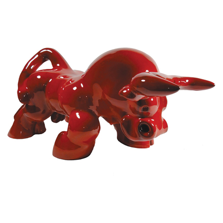 Brigitte-Iemfre-ceramic-bull-sculpture Brigitte-Iemfre-ceramic-red bull figurine