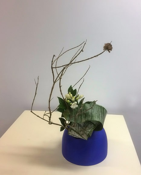 Pat-Mackie-ikebana Pat's Ikebana - Bromeliad-leaves-and-blossom----2016