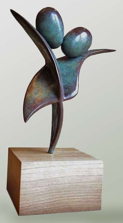 Bronze-Emotion-sculpture-by-artist-Rosamond-Lloyd-titled-'Joint-Venture-Artpark Abstract bronze Emotion-sculpture-by-artist-Rosamond-Lloyd
