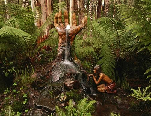 Bruno-Torfs-sculpture-garden Bruno Torfs large hand sculpture fountain