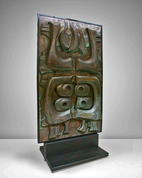 Roland-Monteyne,brutalist-panel Brutalist-Bronze-Sculpture-by-Roland-Monteyne,-Dated-and-Signed-1973
